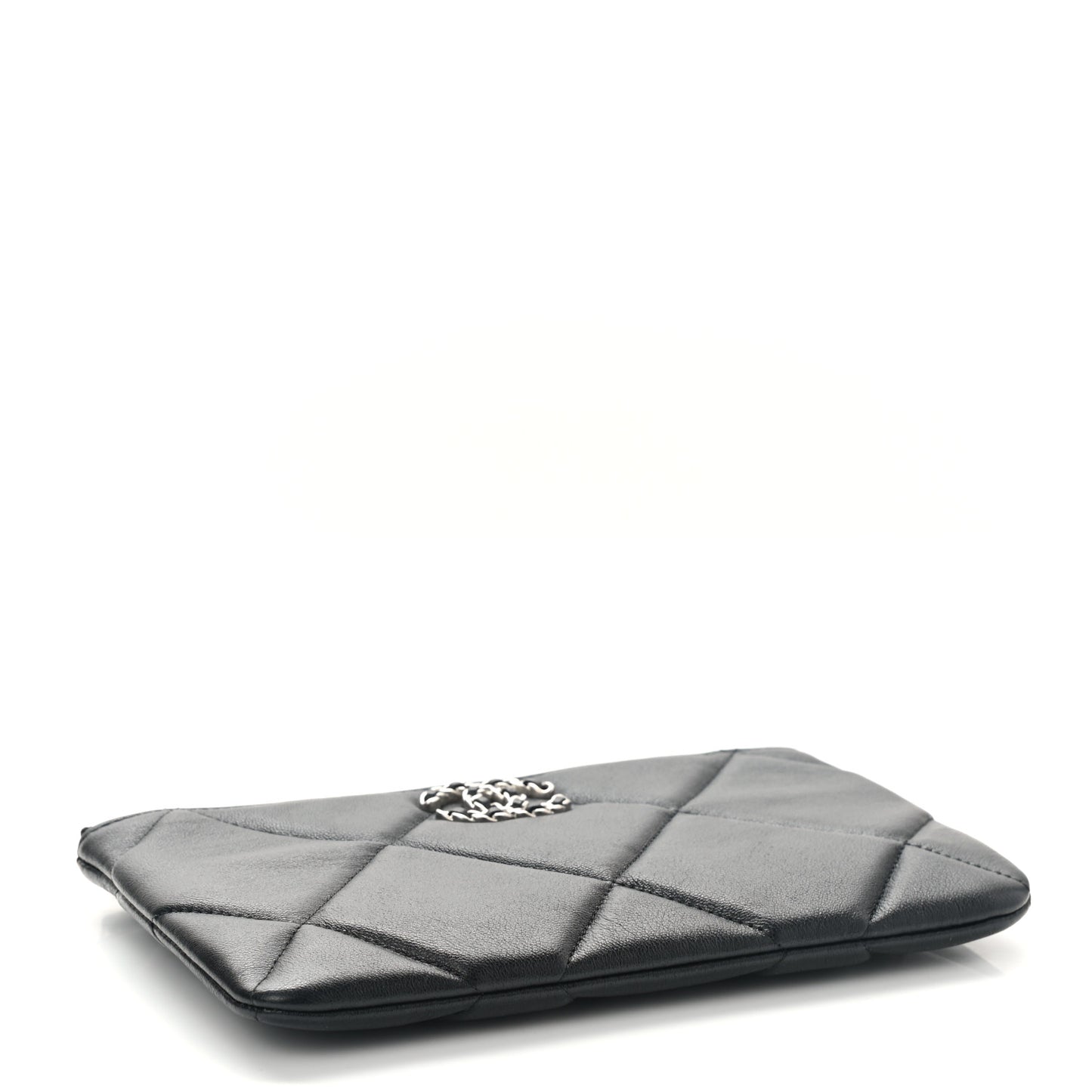 Lambskin Quilted Small Chanel 19 Pouch Black