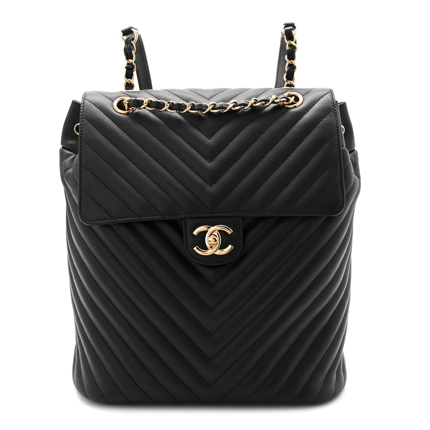 Chanel Calfskin Chevron Quilted Large Urban Spirit Backpack Black 1 of 10