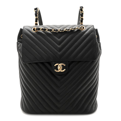 Chanel Calfskin Chevron Quilted Large Urban Spirit Backpack Black 1 of 10