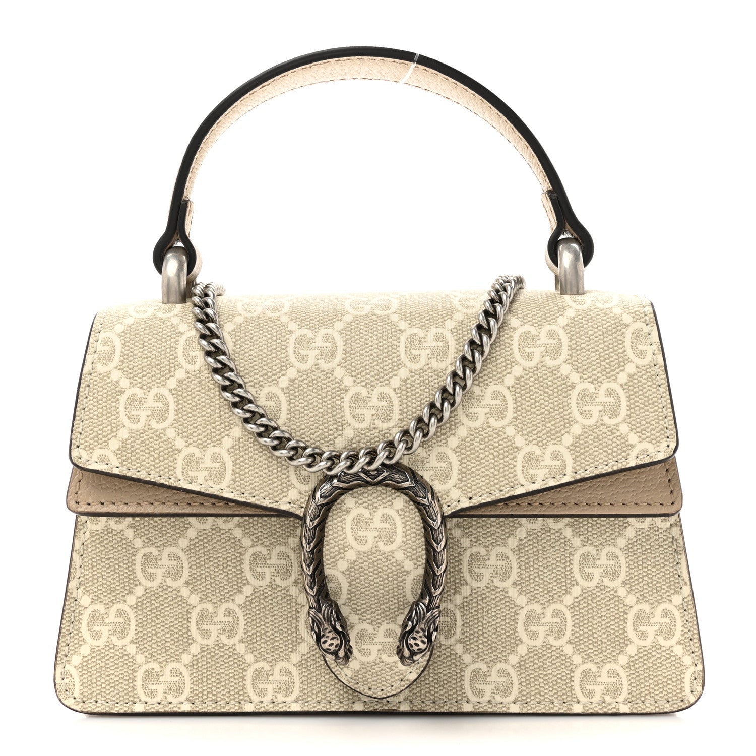 Gucci GG Supreme Monogram Mini Dionysus Top Handle Bag Beige Mystic White Oatmeal 1 of 12