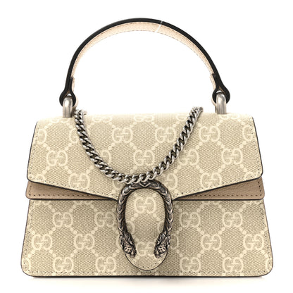 Gucci GG Supreme Monogram Mini Dionysus Top Handle Bag Beige Mystic White Oatmeal 1 of 12