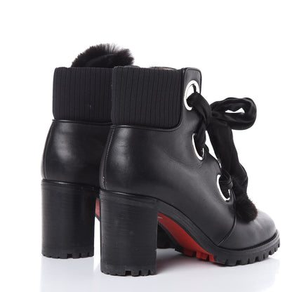 Christian Louboutin Calfskin Mink Jenny From the Alps 70 Ankle Boots 37 Black 4 of 13