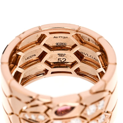 Bulgari 18K Rose Gold Diamond Rubellite Serpenti Seduttori Wide Ring 52 6 4 of 5