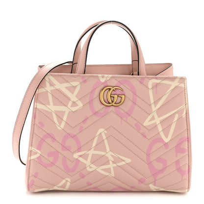 Gucci Calfskin Matelasse GucciGhost Small GG Marmont Tote Perfect Pink Rosa Ivory 1 of 15