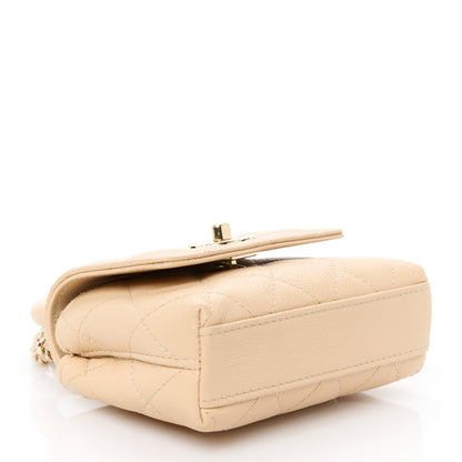 Chanel Caviar Quilted Nano Coco Handle Clutch With Chain Beige 4 of 11
