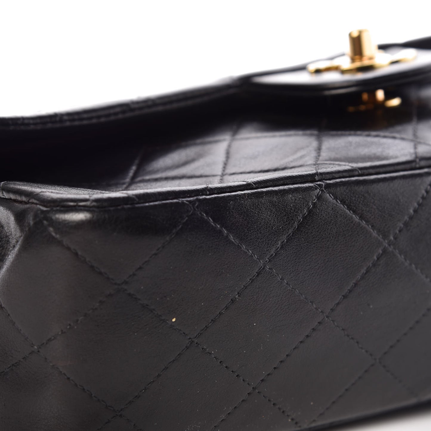 Lambskin Quilted Medium Double Flap Black