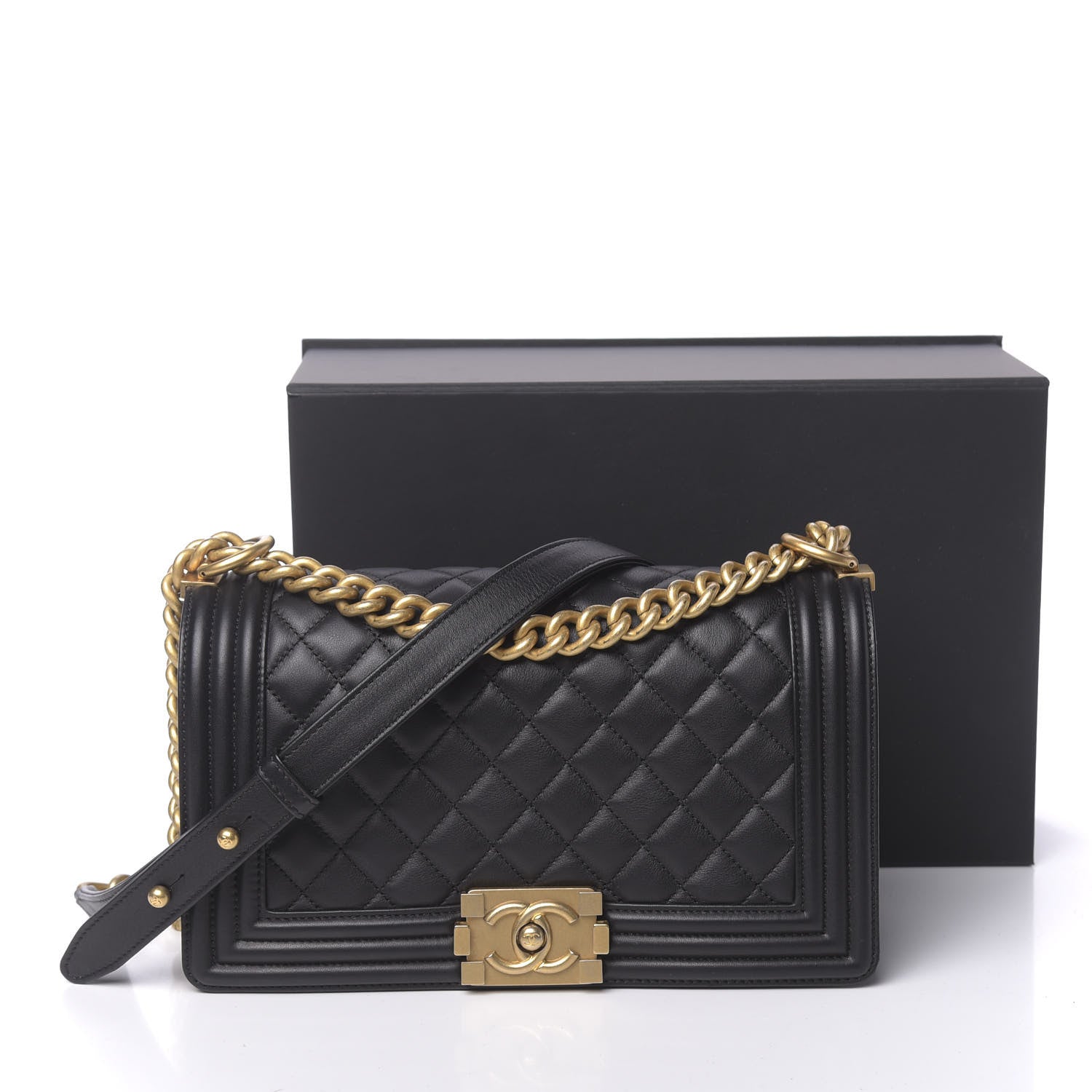 Chanel Calfskin Quilted Medium Boy Flap Black 11 of 11