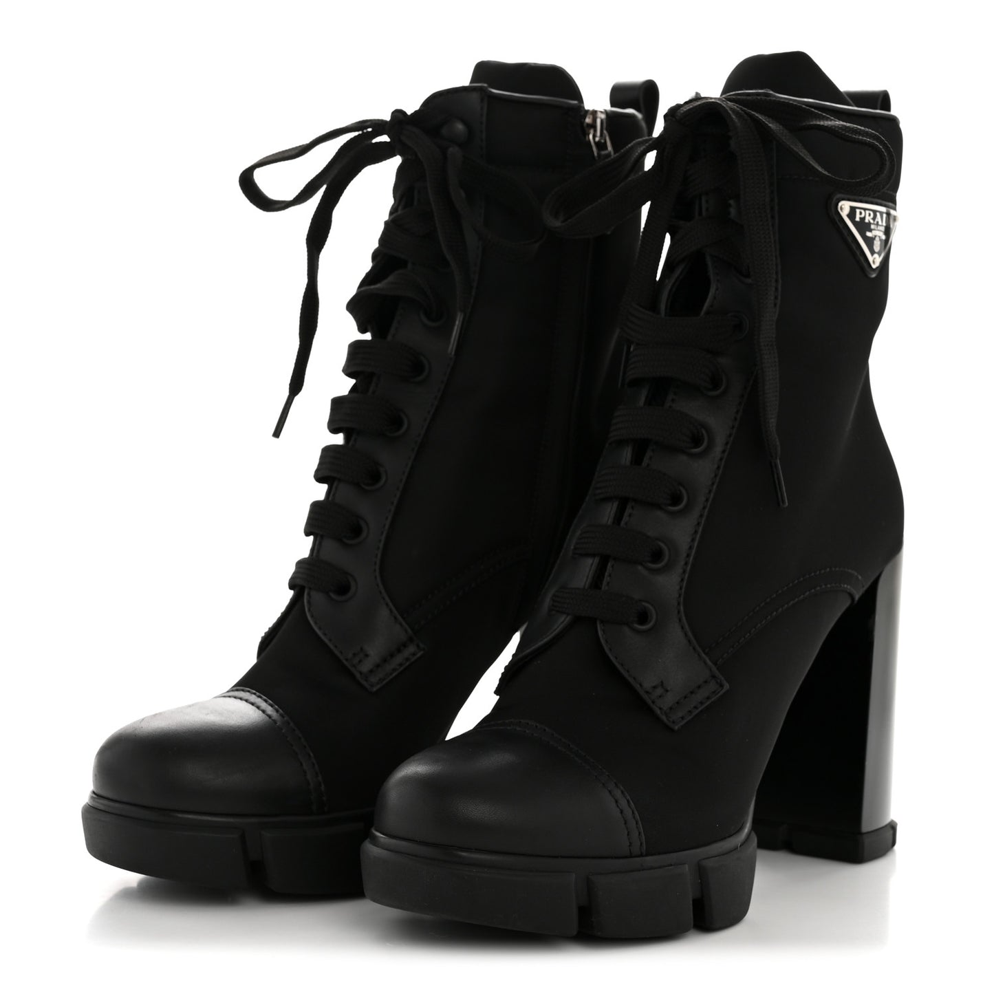 Spazzolato Re-Nylon Metal Triangle Logo 110mm Ankle Boots 40 Black