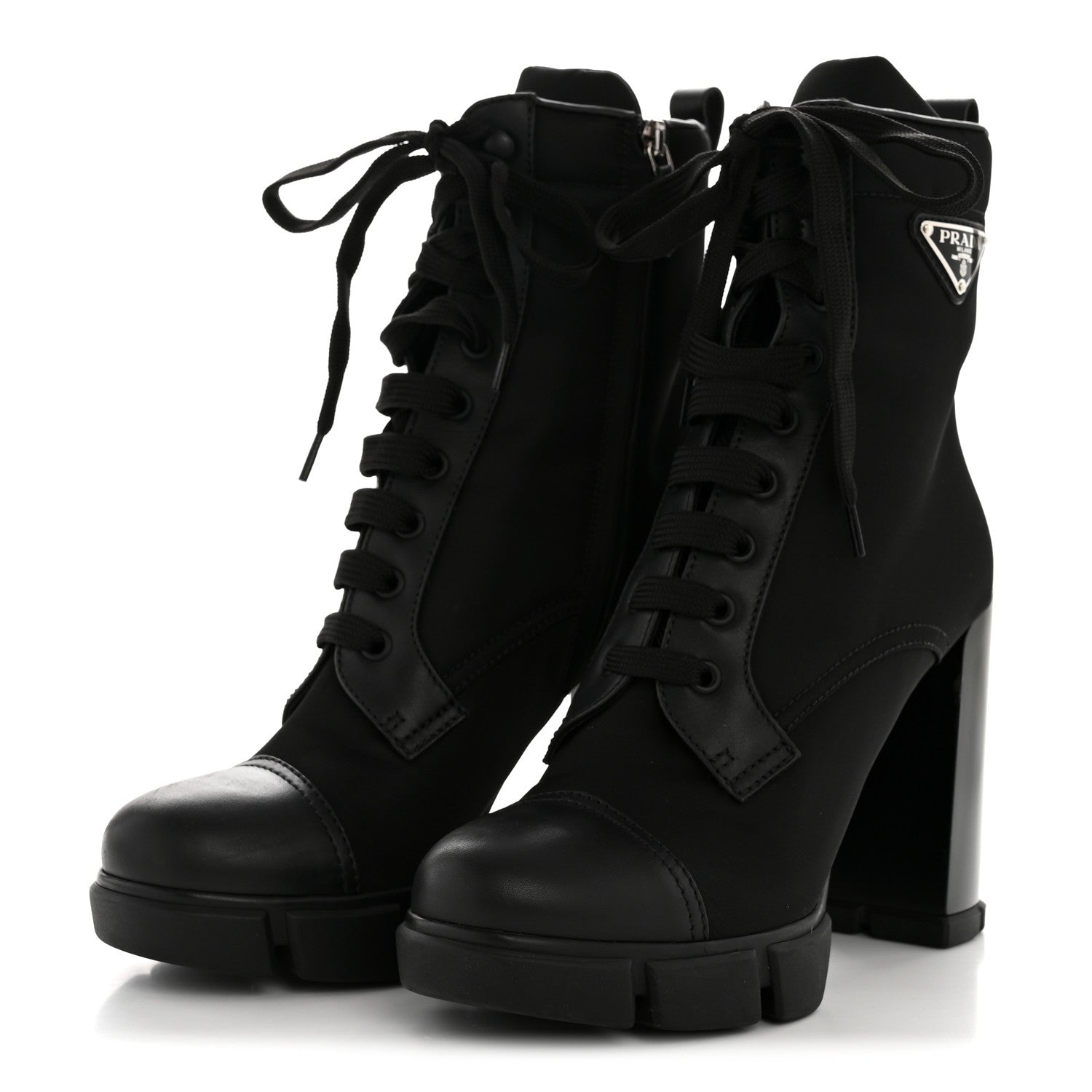 Prada Spazzolato Re-Nylon Metal Triangle Logo 110mm Ankle Boots 40 Black 4 of 12