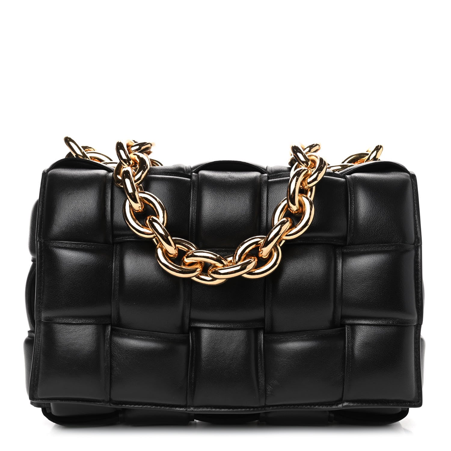 Bottega Veneta Lambskin Maxi Intreccio Padded Chain Cassette Crossbody Bag Black 1 of 4