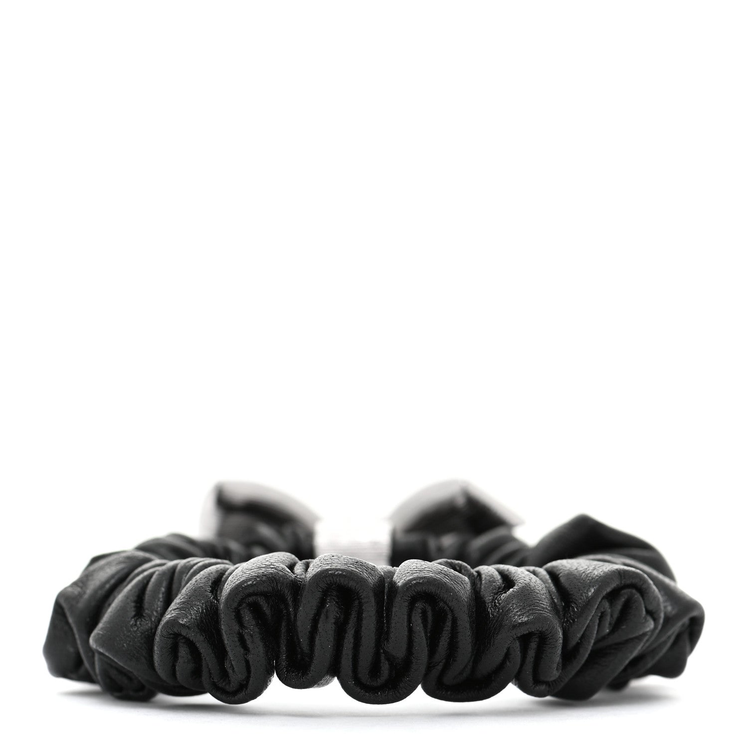Chanel Lambskin Crystal Pearl CC Hair Scrunchie Black SIlver 3 of 5