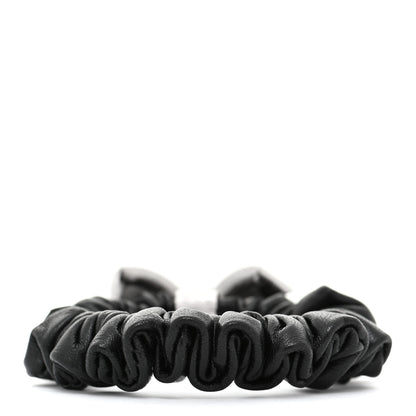 Chanel Lambskin Crystal Pearl CC Hair Scrunchie Black SIlver 3 of 5