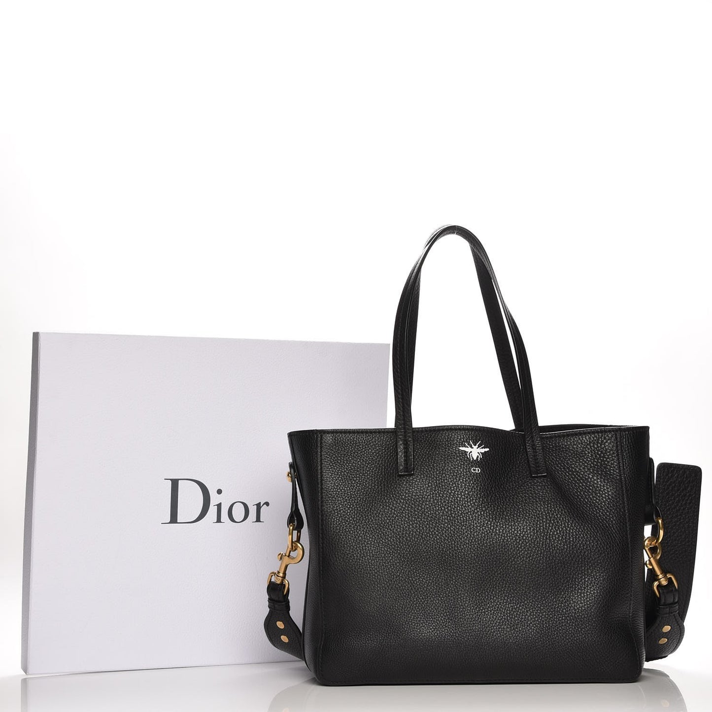 Grained Calfskin D-Bee Shopper Black