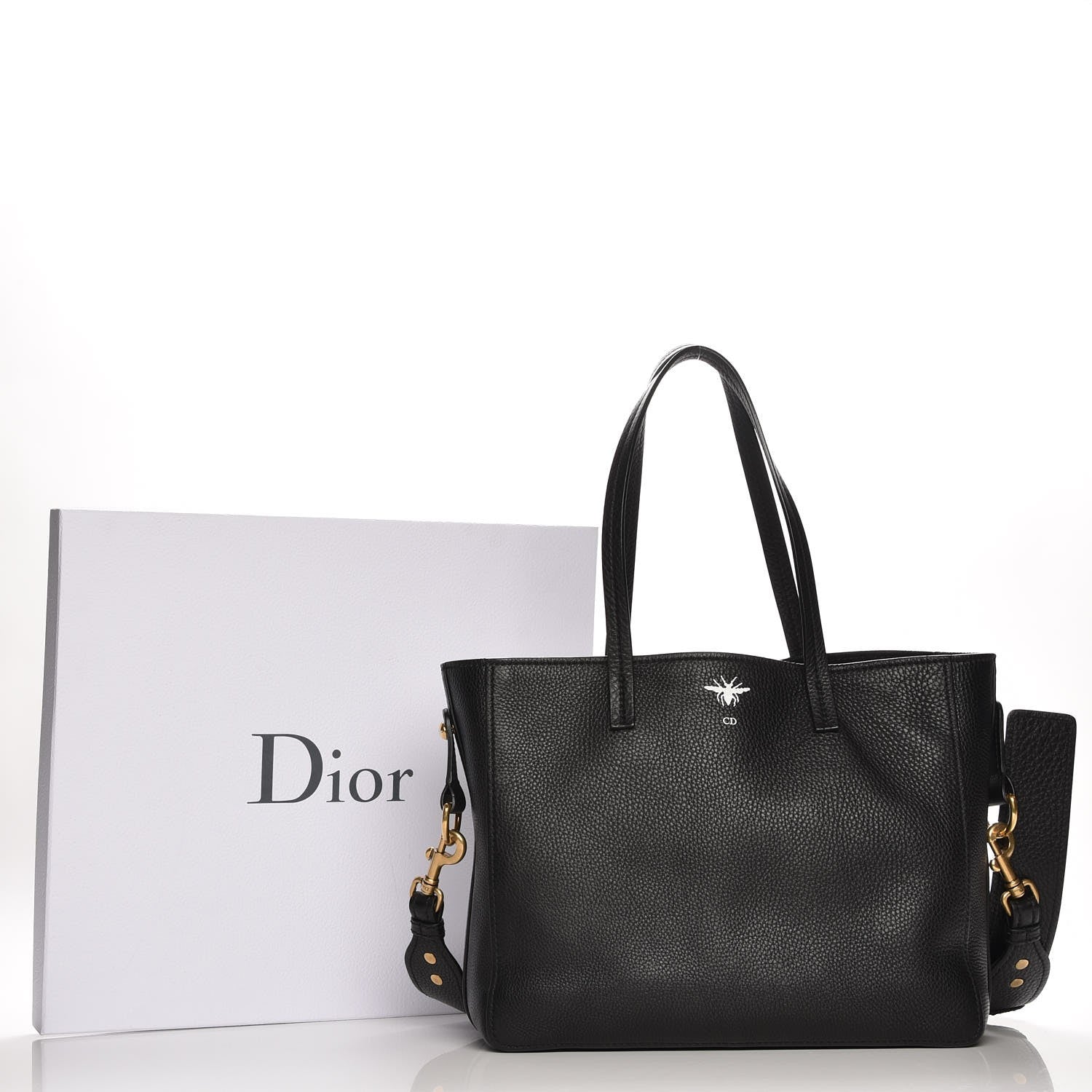 Christian Dior Grained Calfskin D-Bee Shopper Black 10 of 10