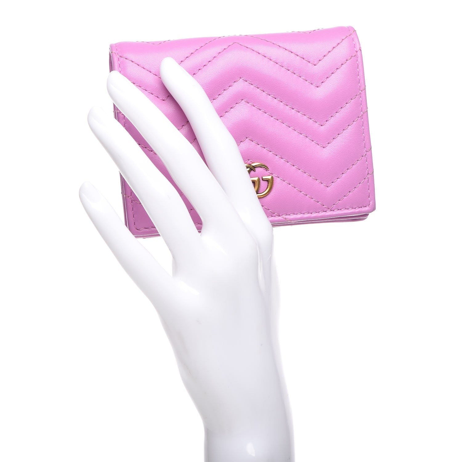 Gucci Calfskin Matelasse GG Marmont Card Case Candy Mousse 2 of 8