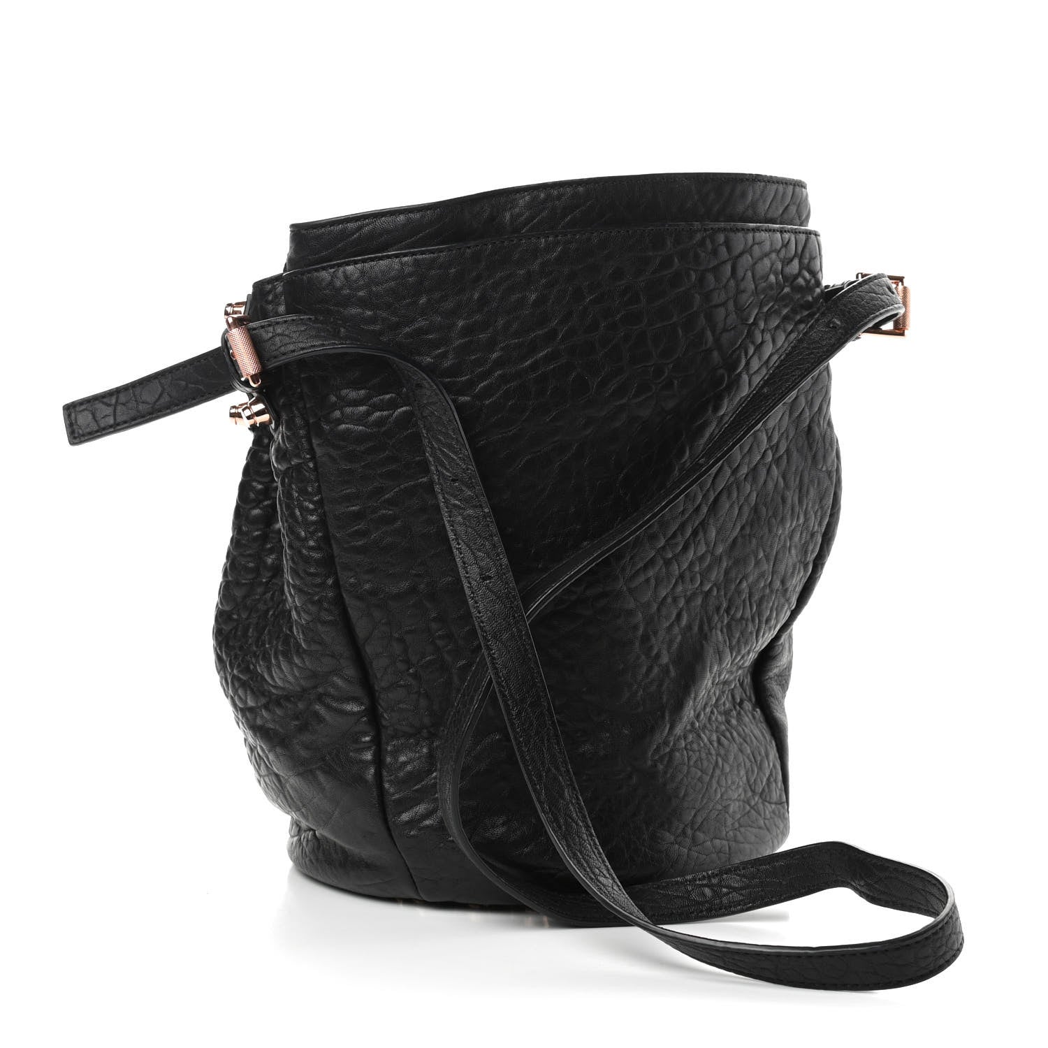 Alexander Wang Pebbled Lambskin Diego Bucket Black Rose Gold Hardware 3 of 11