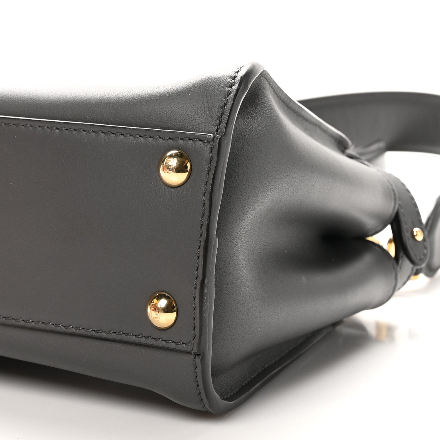 Fendi Vitello Seta Chenille FF Mini Peekaboo Iconic Satchel Anthracite Asfalto 10 of 11
