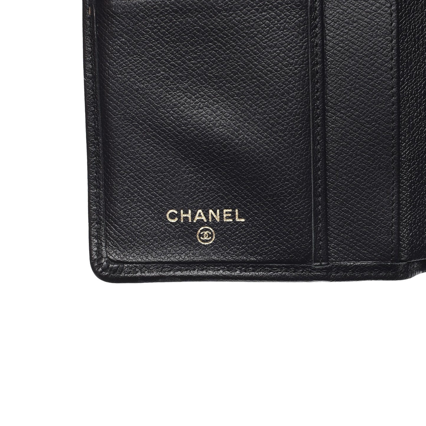 Grained Calfskin CC Button Yen Wallet Black