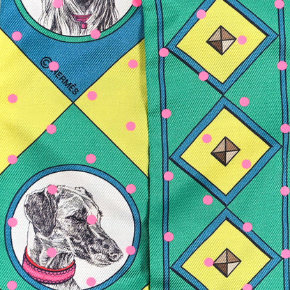 Hermes Silk Colliers Et Chiens Twilly Menthol Jaune Rose 4 of 4