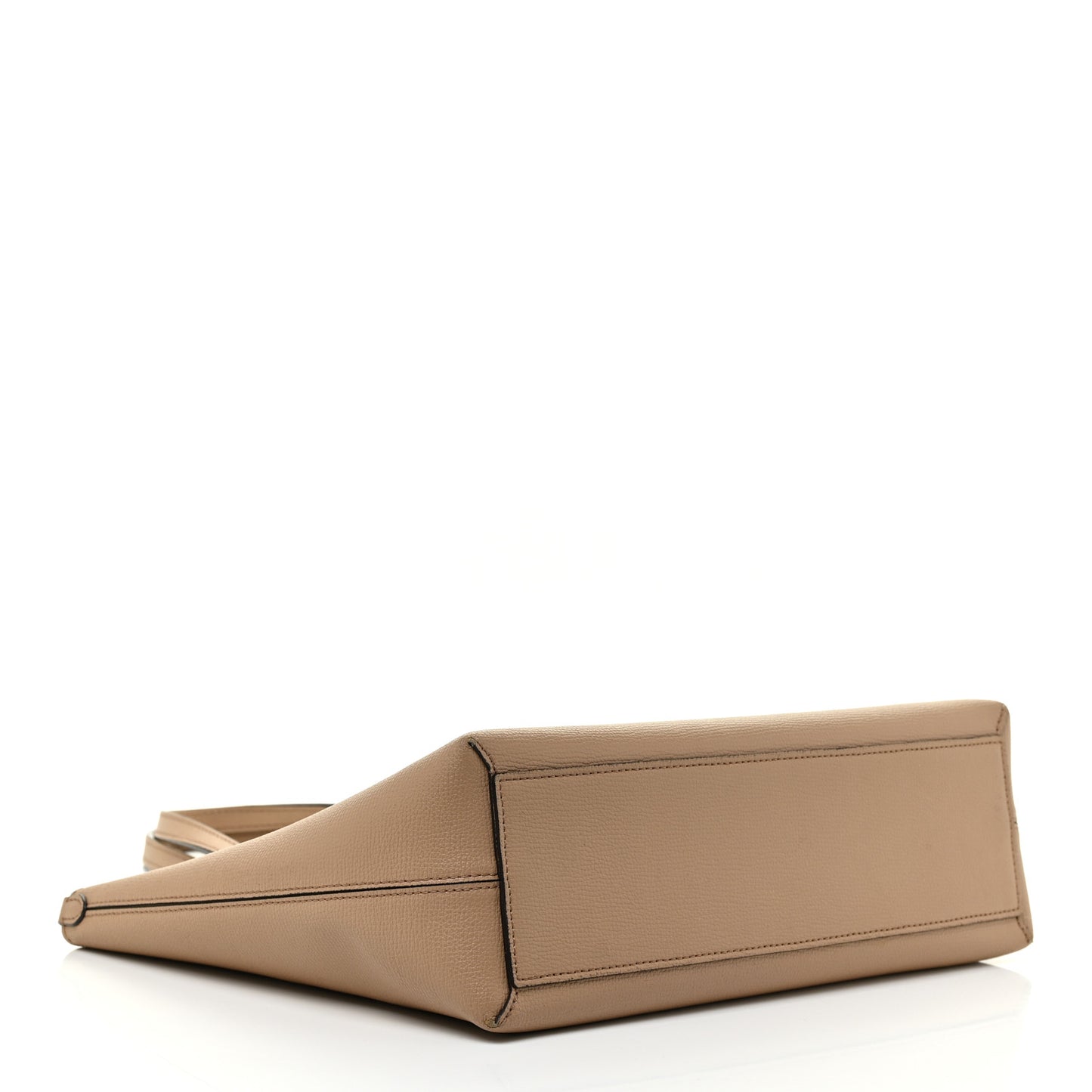 Grainy Calfskin Haymarket Check Small Reversible Tote Mid Camel