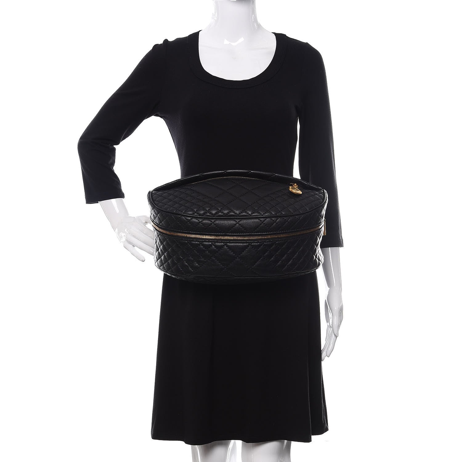Versace Calfskin Quilted Icon Belt Bag Black 2 of 9