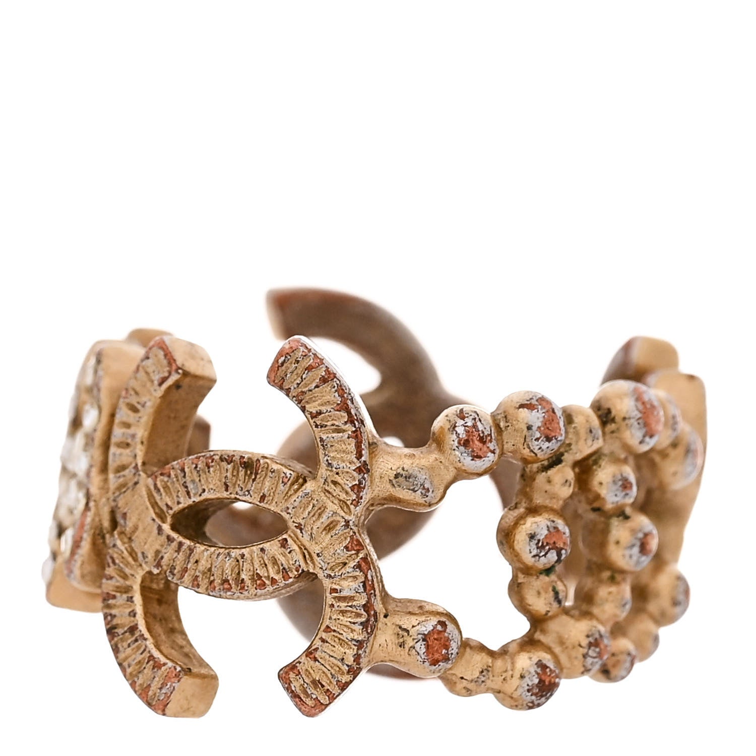 Chanel Metal Enamel CC Ring 52 6 Gold 3 of 5