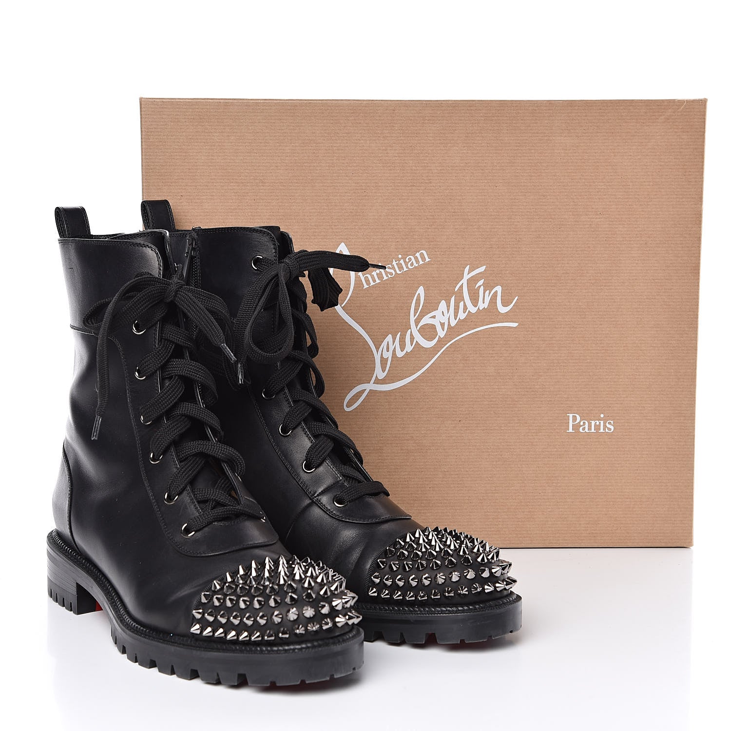 Christian Louboutin Calfskin Spikes TS Croc Flat Boots 41 Black 8 of 8