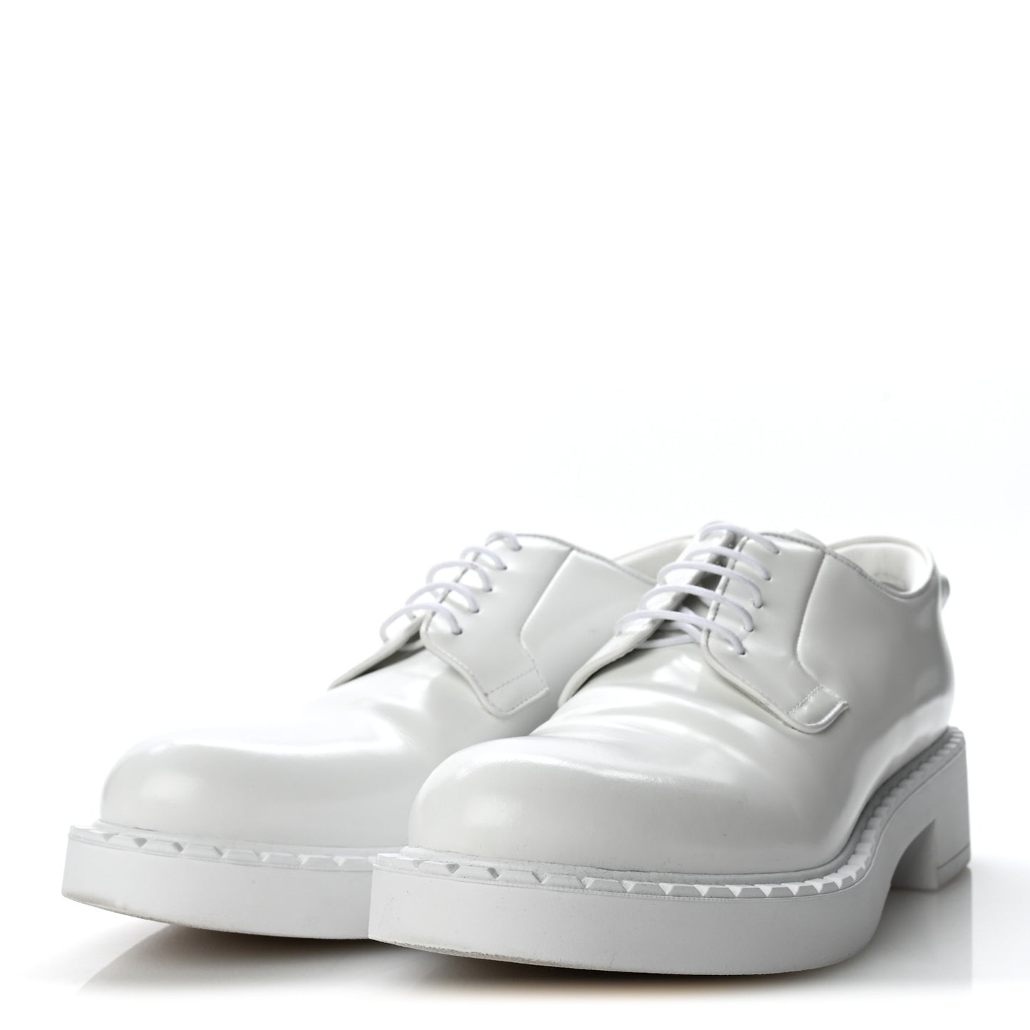 Spazzolato Calzature Donna Triangle Logo 50mm Derby Loafers 38.5 White 38.5 White