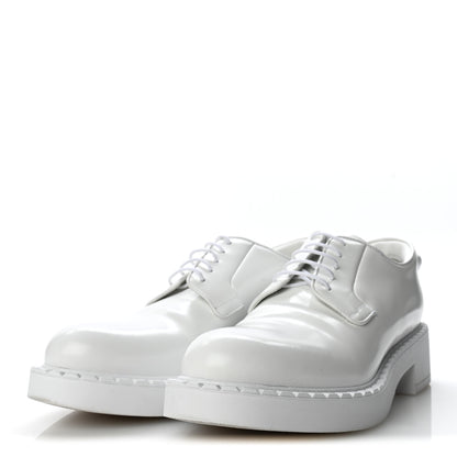 Prada Spazzolato Calzature Donna Triangle Logo 50mm Derby Loafers 38.5 White 38.5 White 4 of 10
