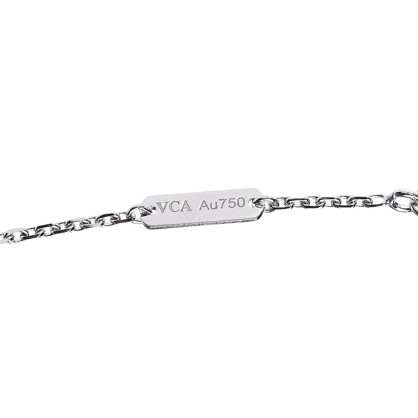 18K White Gold Mother of Pearl Vintage Alhambra Pendant Necklace