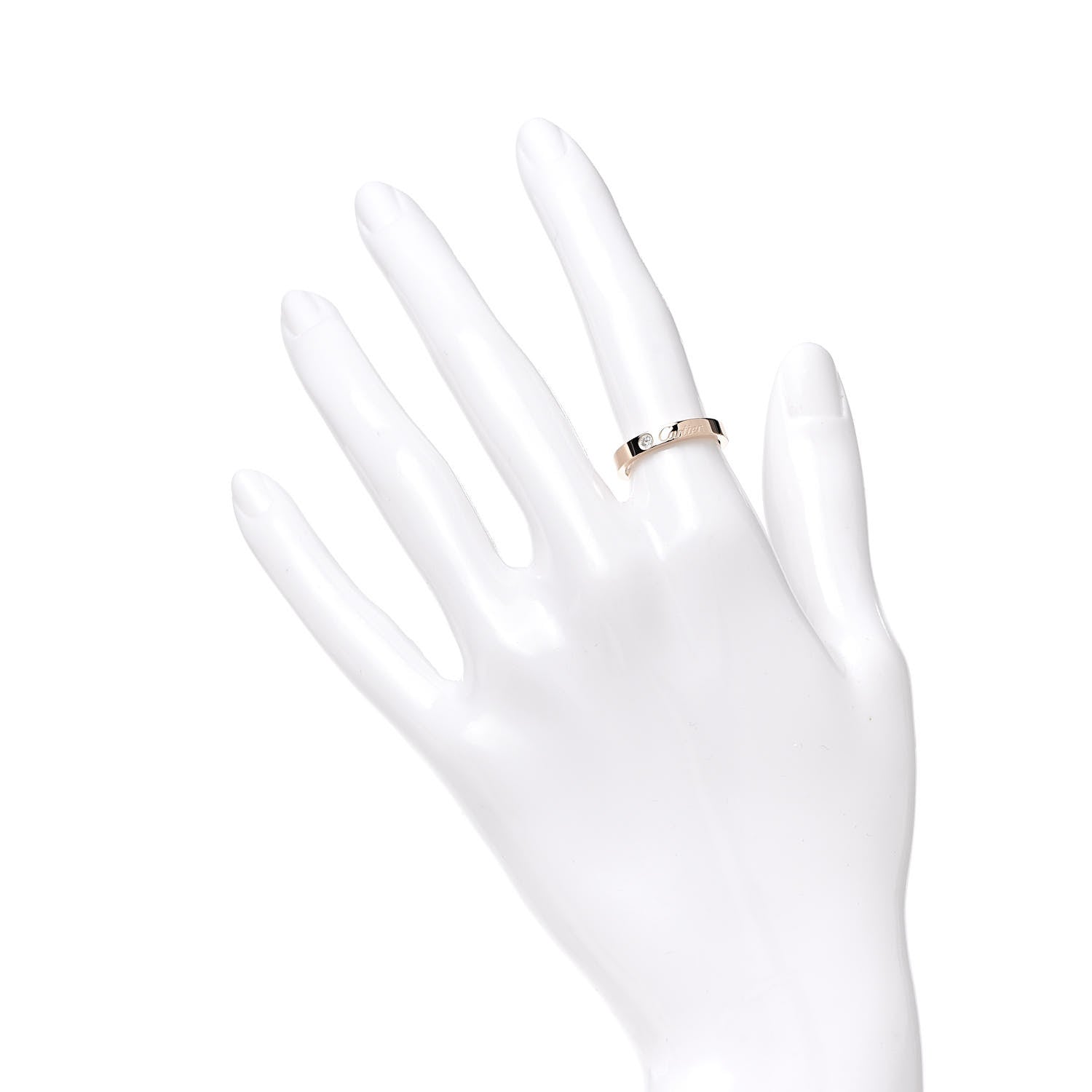 Cartier 18K Pink Gold Diamond 3mm C De Wedding Band Ring 50 5.25 2 of 5