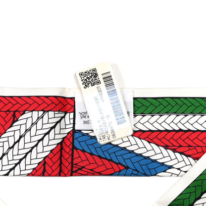 Hermes Silk Tresses H Twilly Rouge White Vert 4 of 4