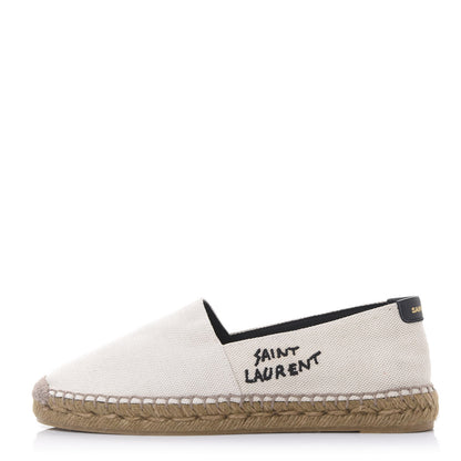 Saint Laurent Canvas Nappa Elba Light Logo Embroidered Espadrilles 38.5 Panna 1 of 9