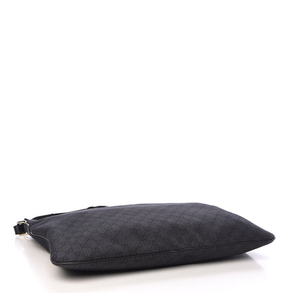 Gucci Denim Monogram Flat Messenger Bag Black 4 of 10