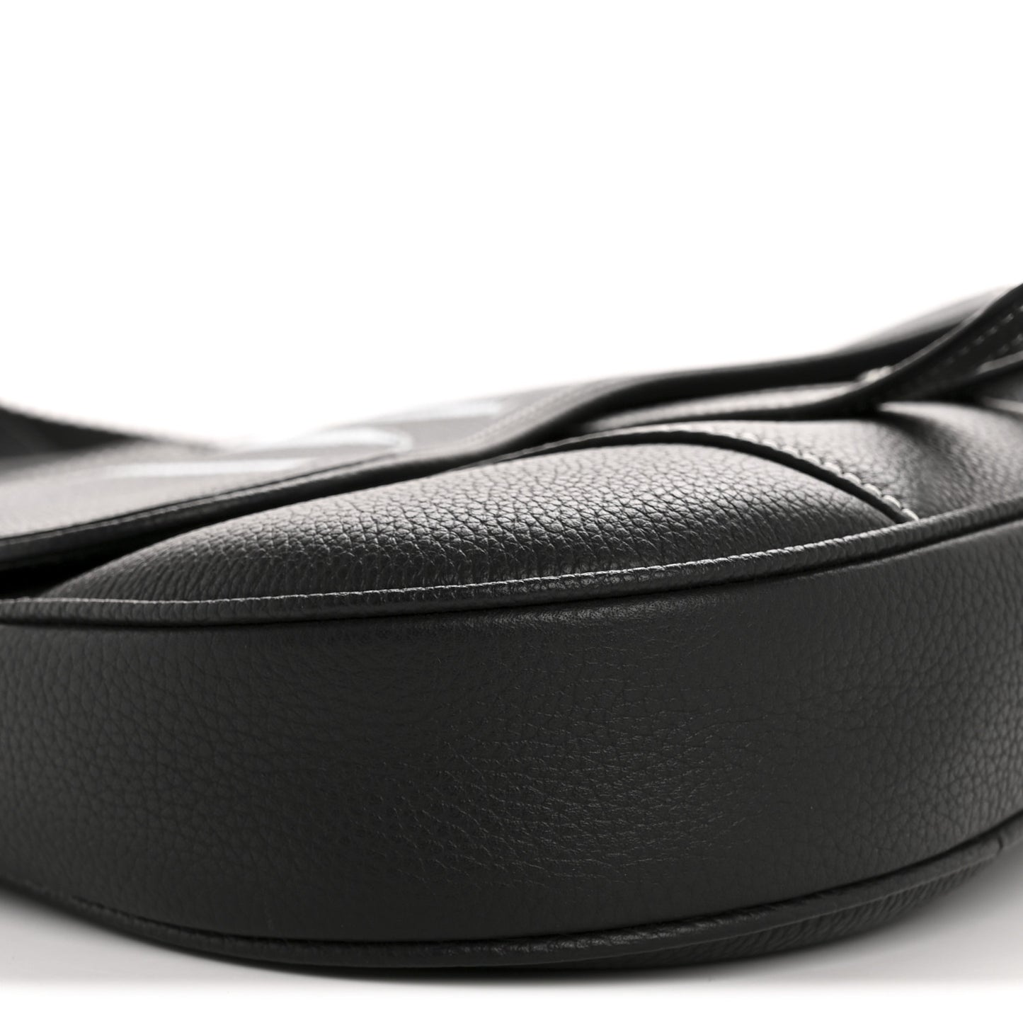 X SHAWN STUSSY Grained Calfskin Saddle Bag Black