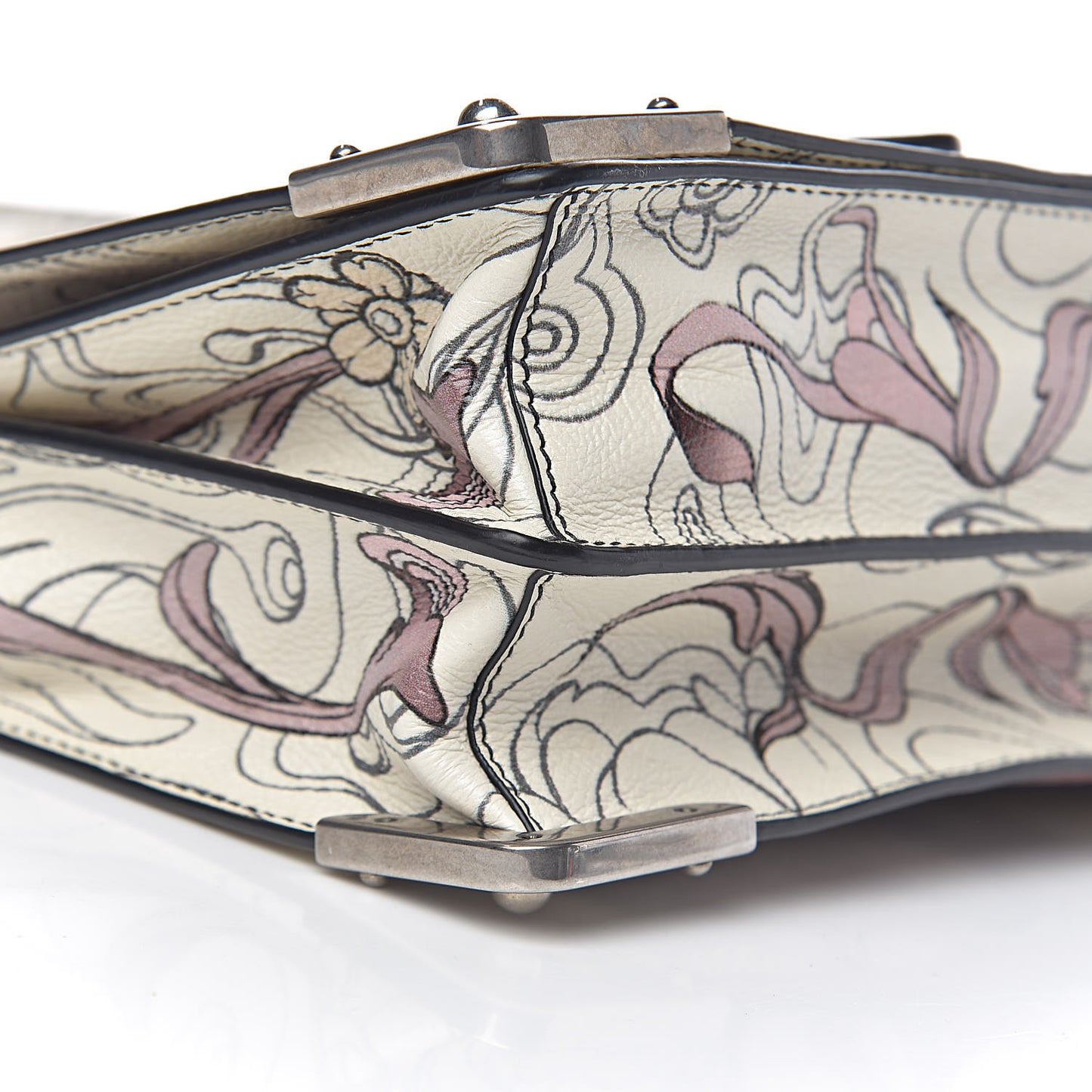X JAMES JEAN Glace Calfskin Rabbit Print Cahier Bag Opaline