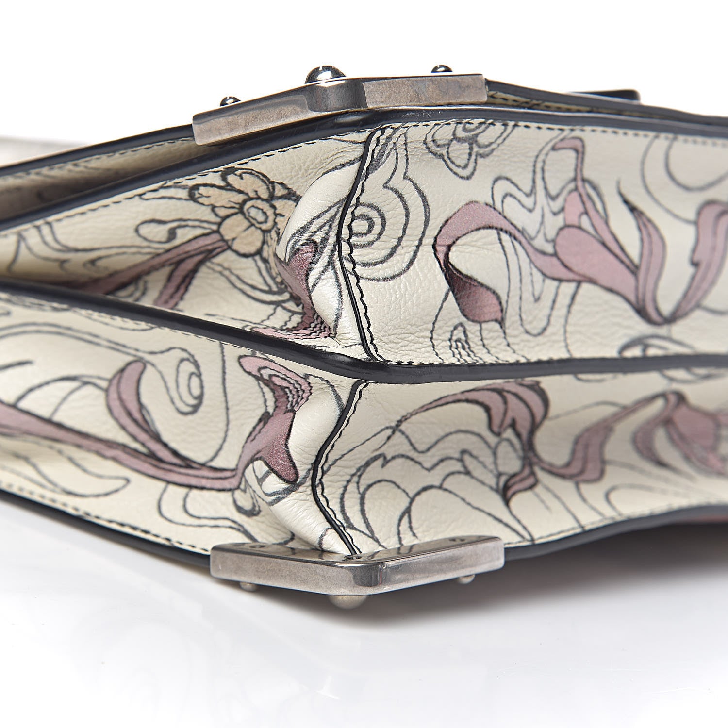 Prada X JAMES JEAN Glace Calfskin Rabbit Print Cahier Bag Opaline 7 of 9