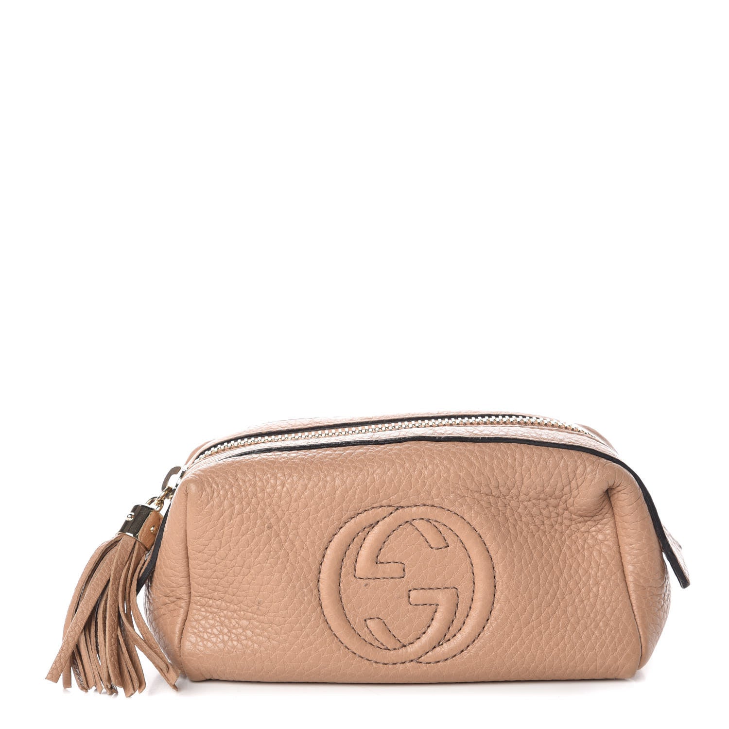 Gucci Pebbled Calfskin Soho Small Cosmetic Case Camelia 1 of 15