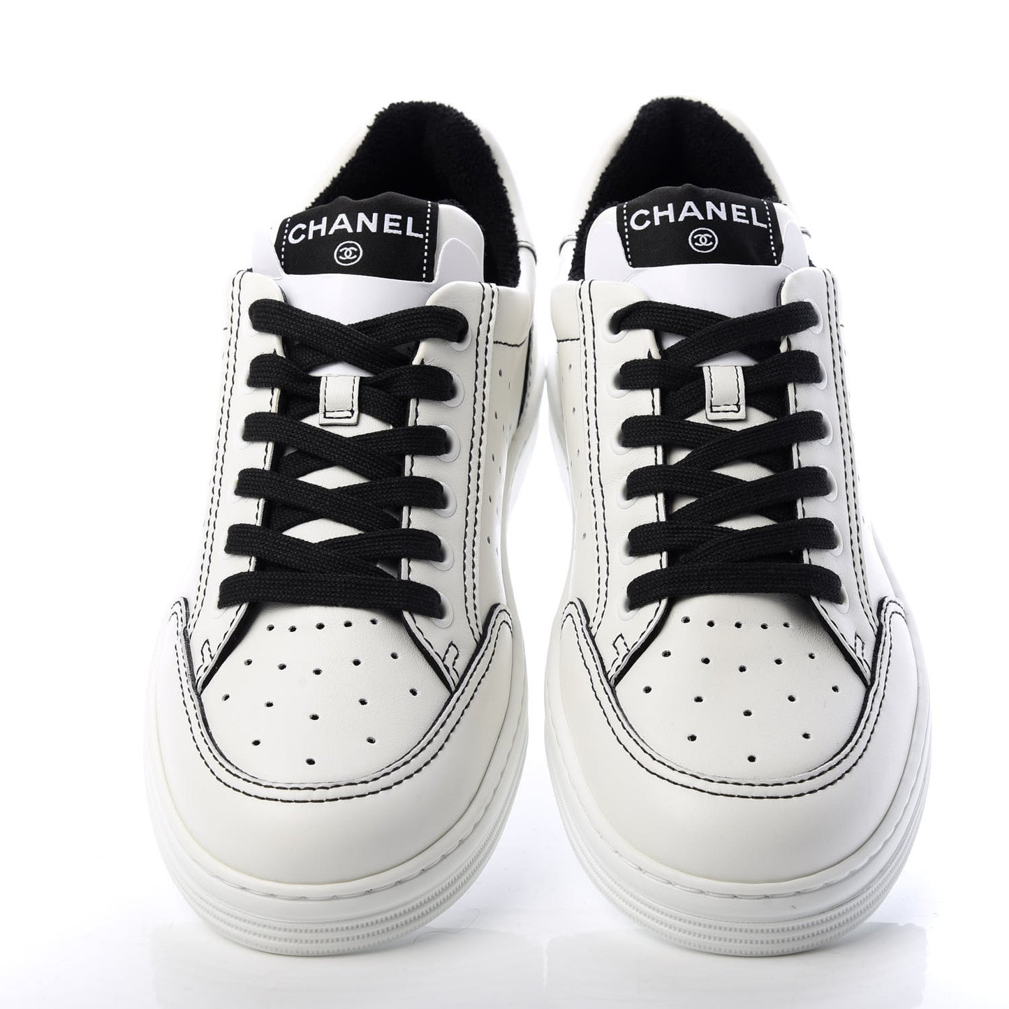 Calfskin Womens Logo Sneakers 38 White