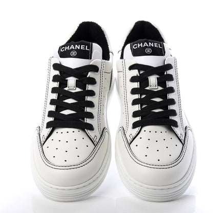 Chanel Calfskin Womens Logo Sneakers 38 White 5 of 11