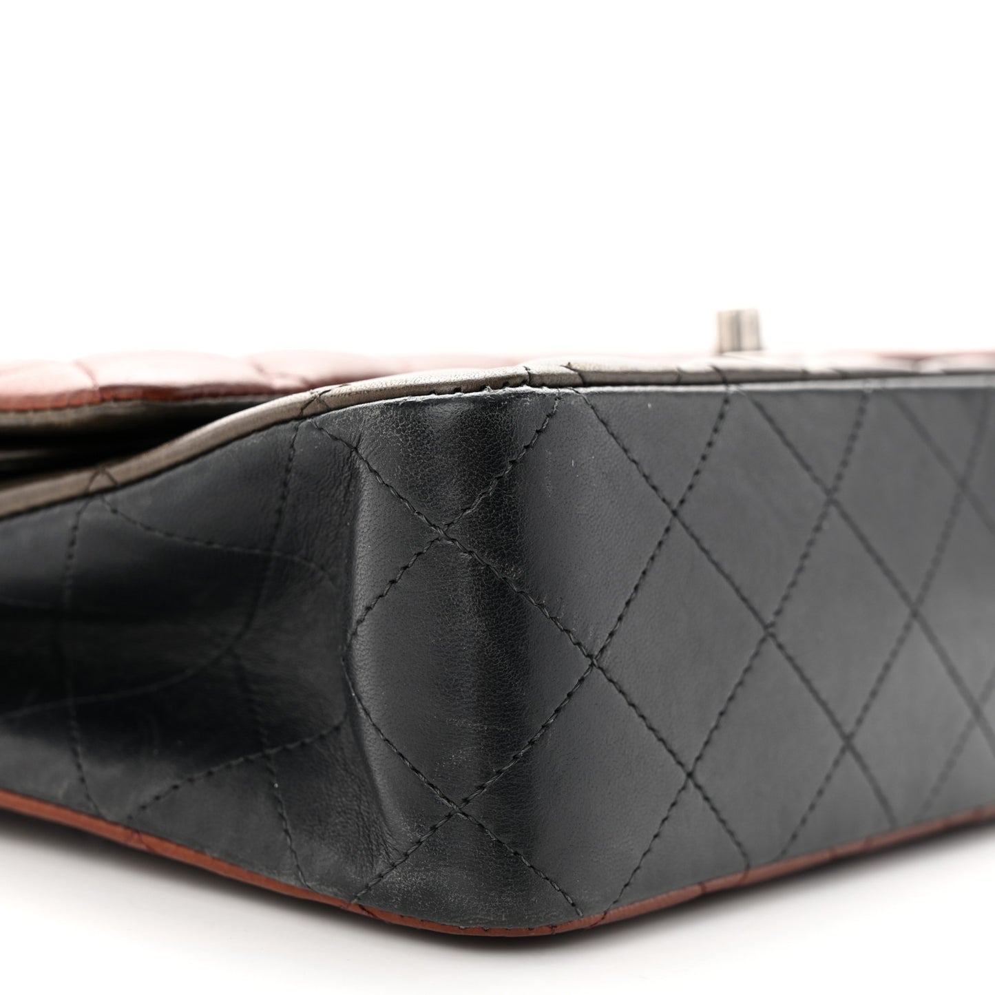 Lambskin Quilted Tri-Color Medium Double Flap Burgundy