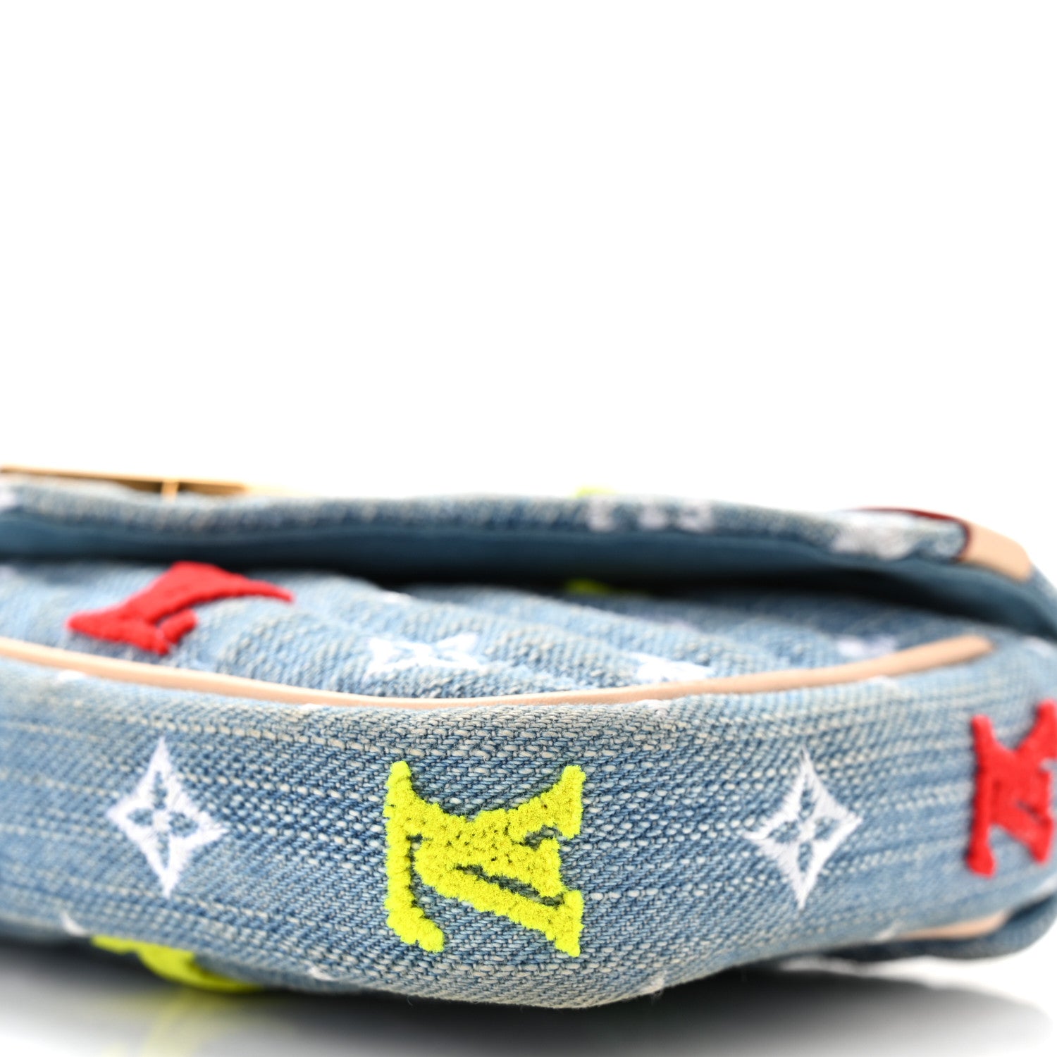 Louis Vuitton Embroidered Monogram Denim New Wave Chain Pochette Blue 10 of 10