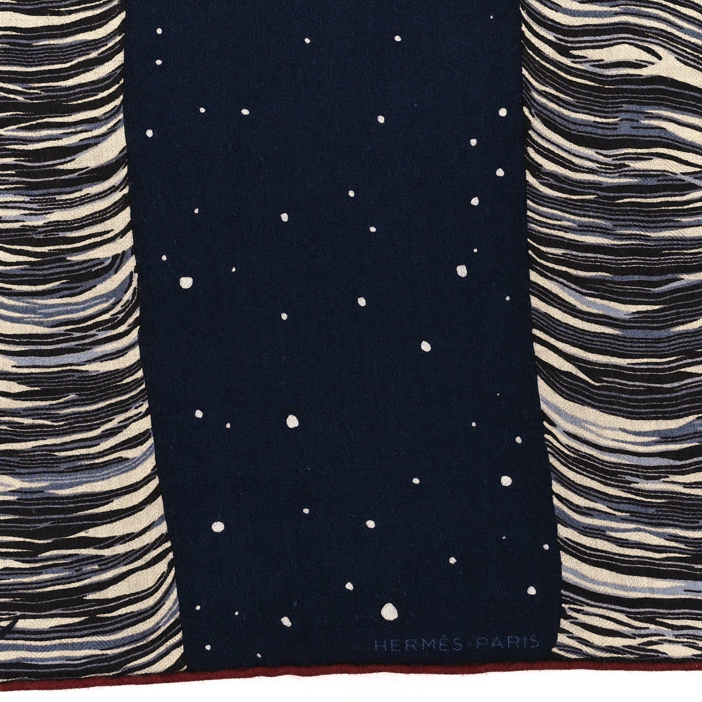Cashmere Silk Awooooo Scarf 100 Marine Anthracite Gris