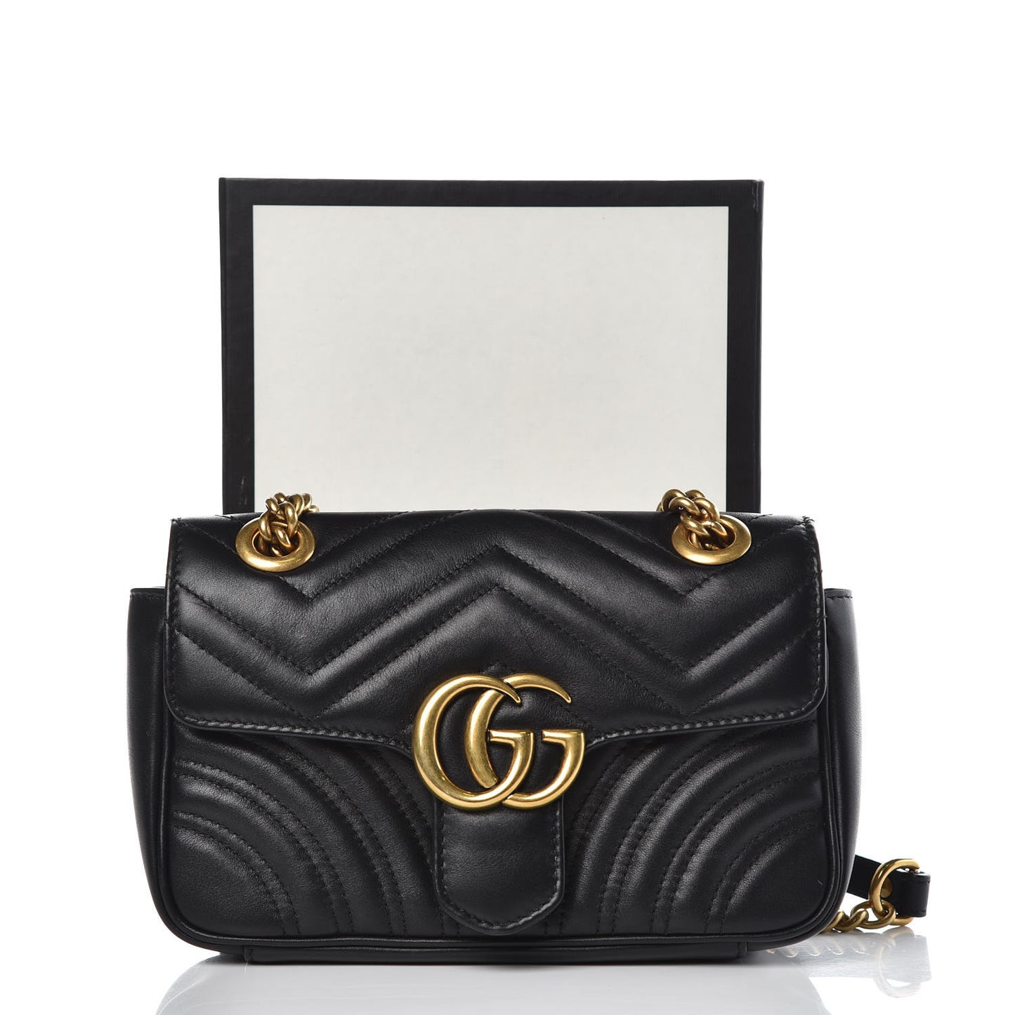 Calfskin Matelasse Mini GG Marmont Shoulder Bag Black