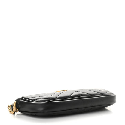Gucci Calfskin Matelasse Mini GG Marmont Chain Crossbody Bag Black 4 of 8