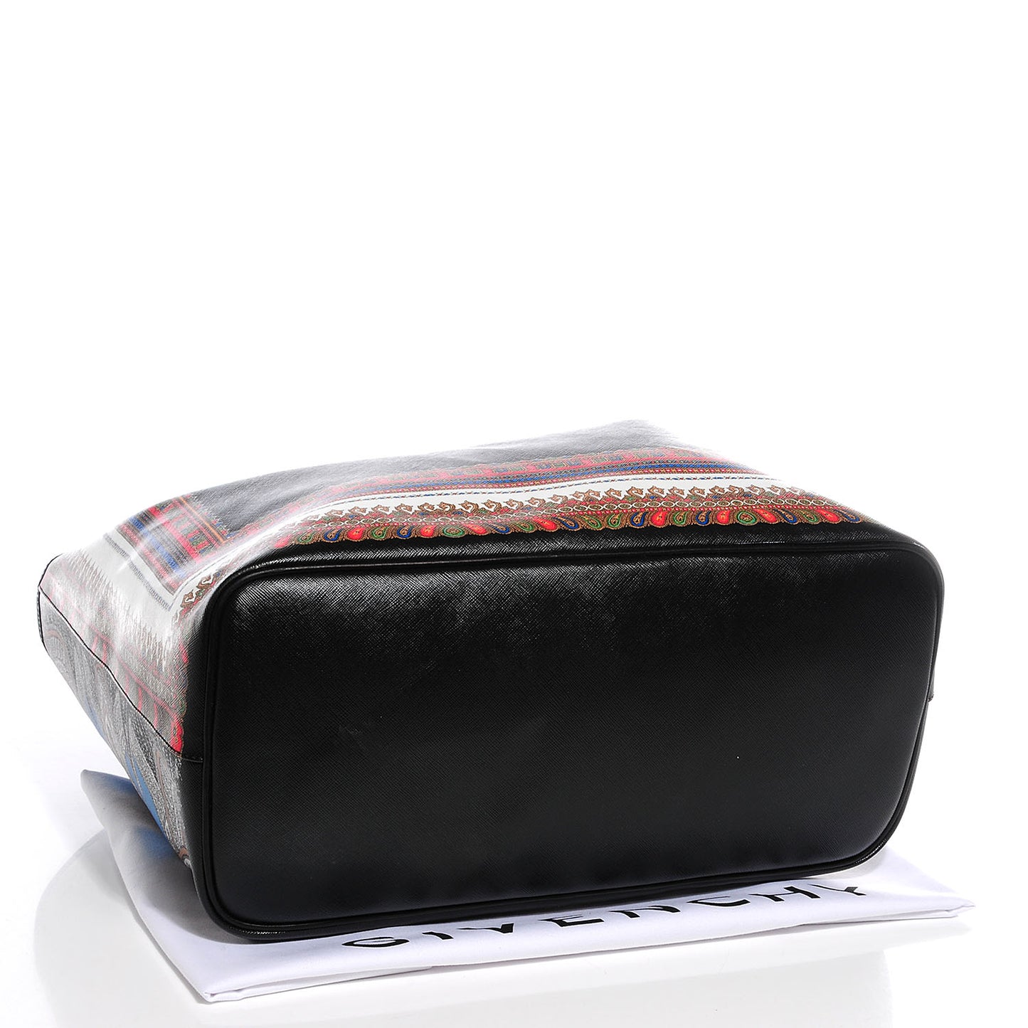 Textured Coated Canvas Large Scarf Print Antigona Tote Black