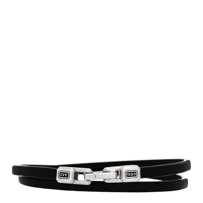 David Yurman Sterling Silver Leather 5.2mm Streamline Double Wrap Bracelet Black Black 1 of 3