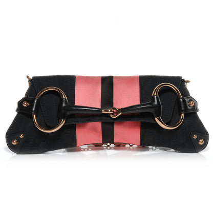 Gucci Monogram Horsebit Web Clutch Black 1 of 7