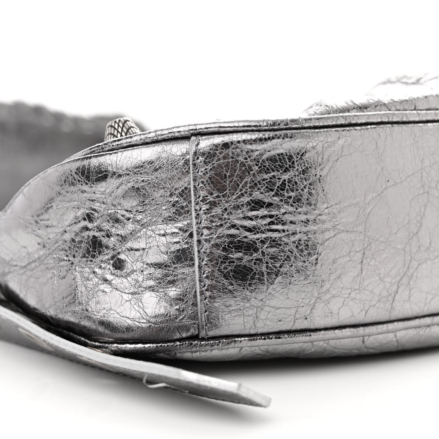 Metallic Agneau Arena Le Cagole Shoulder Bag XS Silver