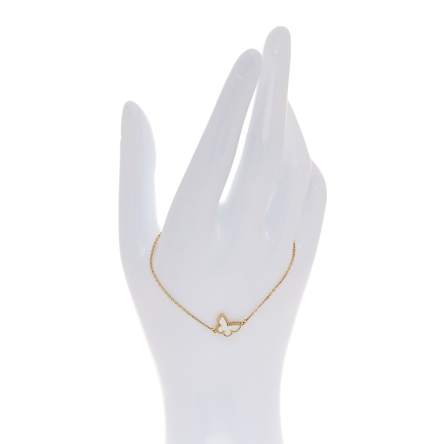 Van Cleef & Arpels 18K Yellow Gold Mother of Pearl Sweet Alhambra Butterfly Bracelet 2 of 6